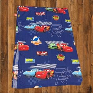 Vintage Disney Pixar Cars Lightning McQueen Twin Flat Sheet Dinoco Blue Bedding